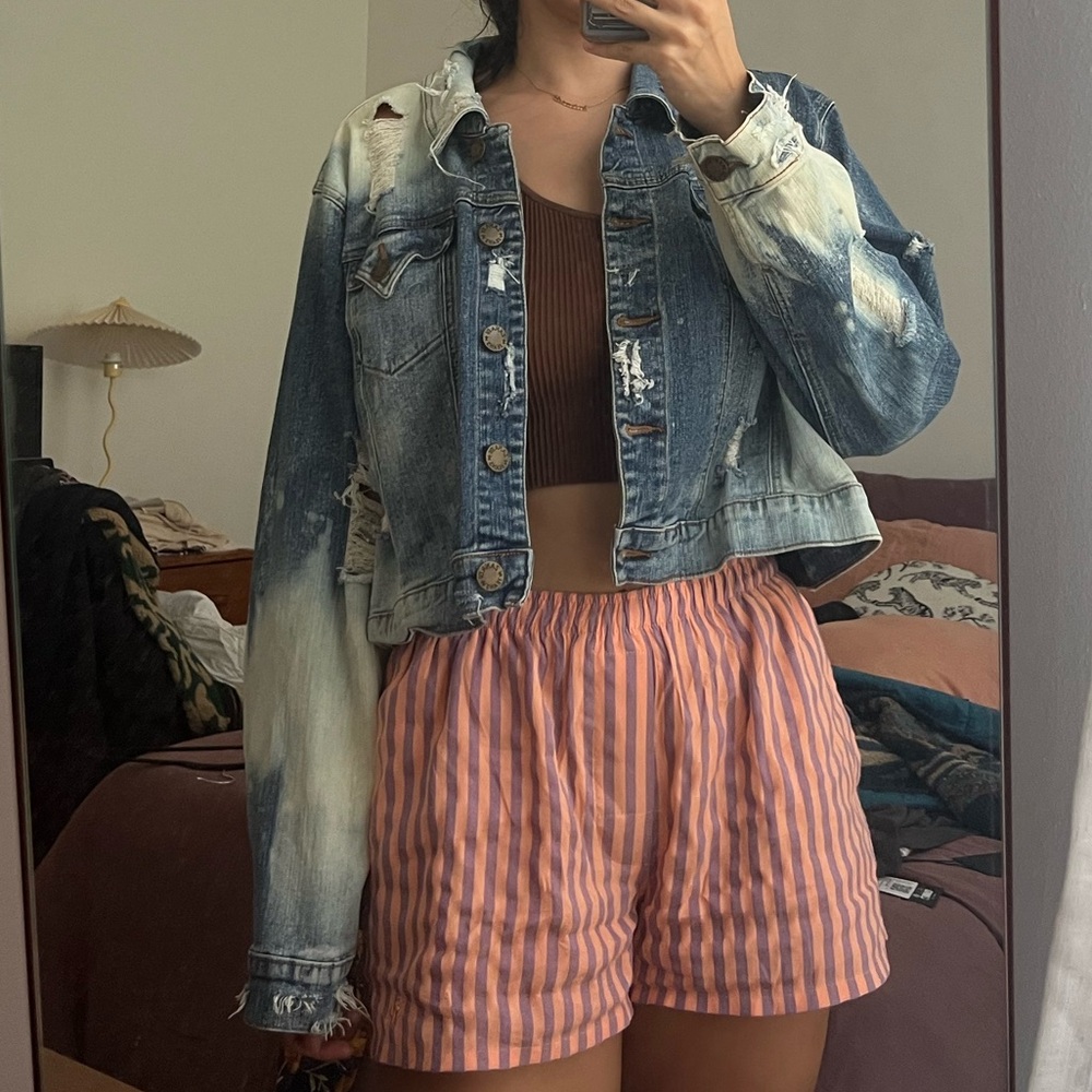 Vintage Distressed Blue Denim Jacket (M/L)